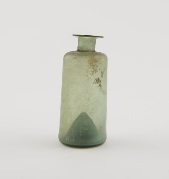 Iridescent green glass bottle, European, 16th to 18th century