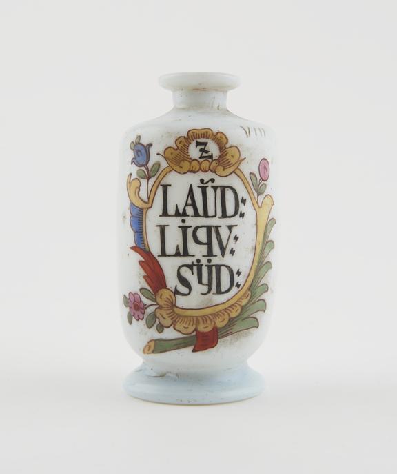 Painted glass bottle, opaque white