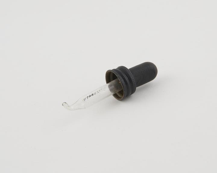 Metal screwtop with rubber and glass dropper attachment