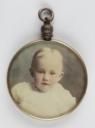 Watch fob containing child's portrait