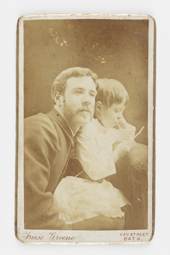 Carte de visite of William Friese-Greene and his daughter Ethel