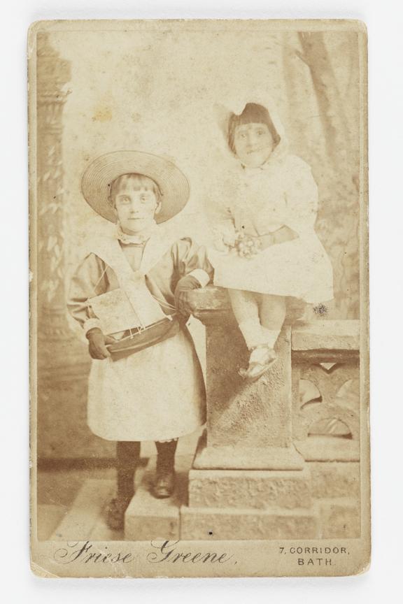 Carte de visite of two small children, Ethel Friese-Greene