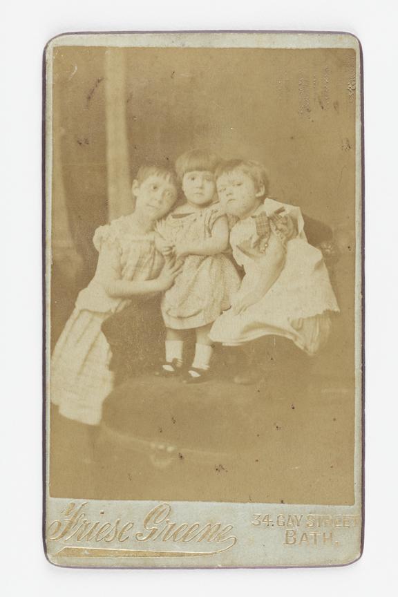 Carte de visite photograph of Ethel Friese-Greene and two