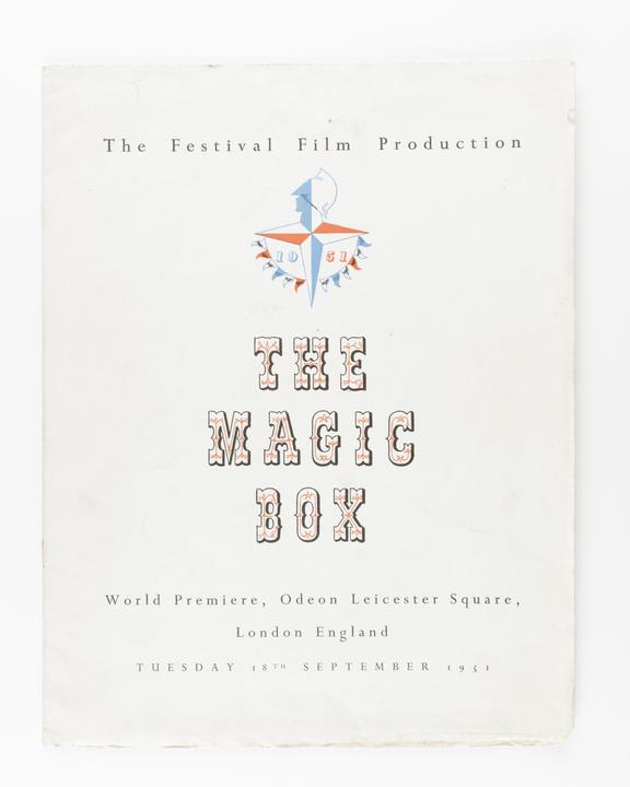 World Premiere programme for 'The Magic Box', Odeon Theatre