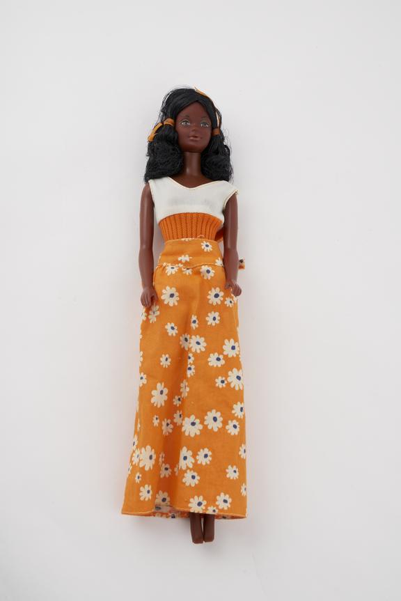 Doll, Barbie, black skinned, with shoulder length black hair