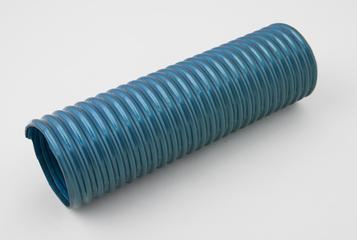 Blue flexible corrugated PVC tubing, O.D. 7cm.