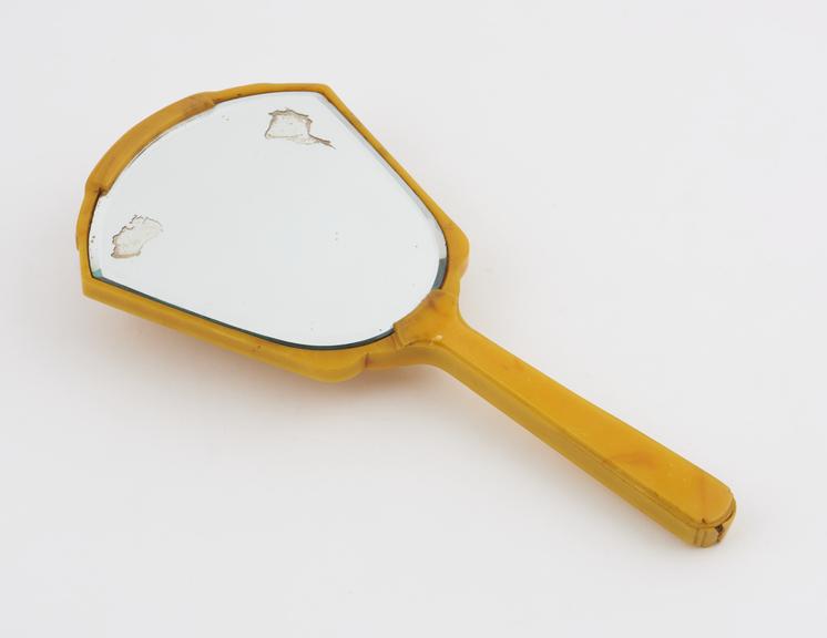 Mirror (set with brush) of imitation amber catalin