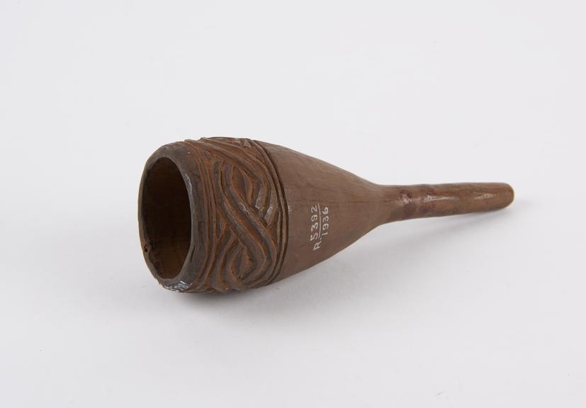 Carved wooden enema funnel