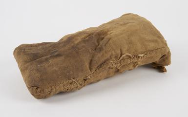 Canvas bag, contains dried fruits, old beads, fragments of stones, shells, wood, metal, sand, etc.