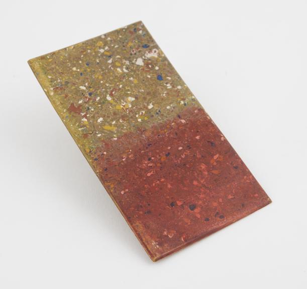 Half red and half beige mottled Parkesine Rectangular sample | Science ...