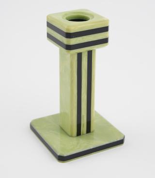 Green marbled plastic candlestick
