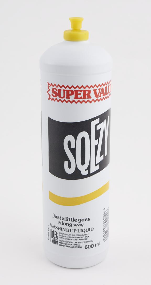 High density polythene bottle for Sqezy' washing up liquid