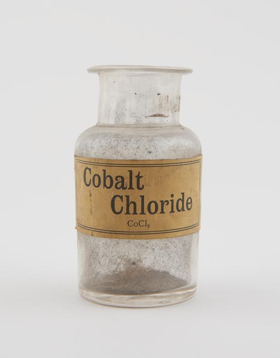 Shop round, clear glass, used for cobalt chloride, English