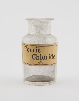 Clear glass shop round for ferric chloride powder