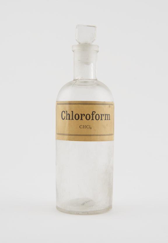 Anaesthetic bottle, clear glass, for chloroform, European