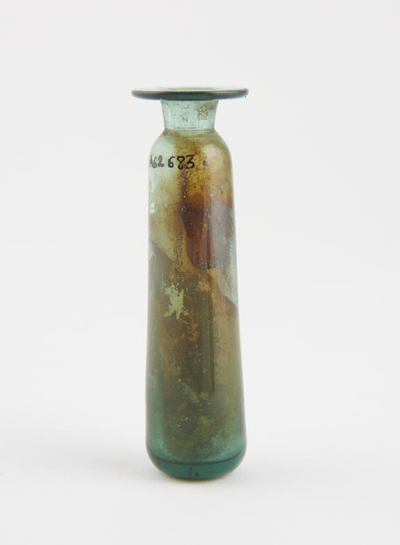 Green glass bottle, European, 16th-18th centuries