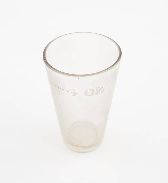 Glass tumbler, graduated, English, 1900-1970