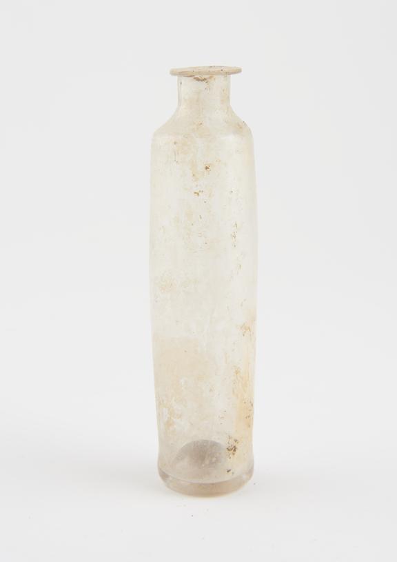 Clear glass bottle, European, 17th to 18th centuries