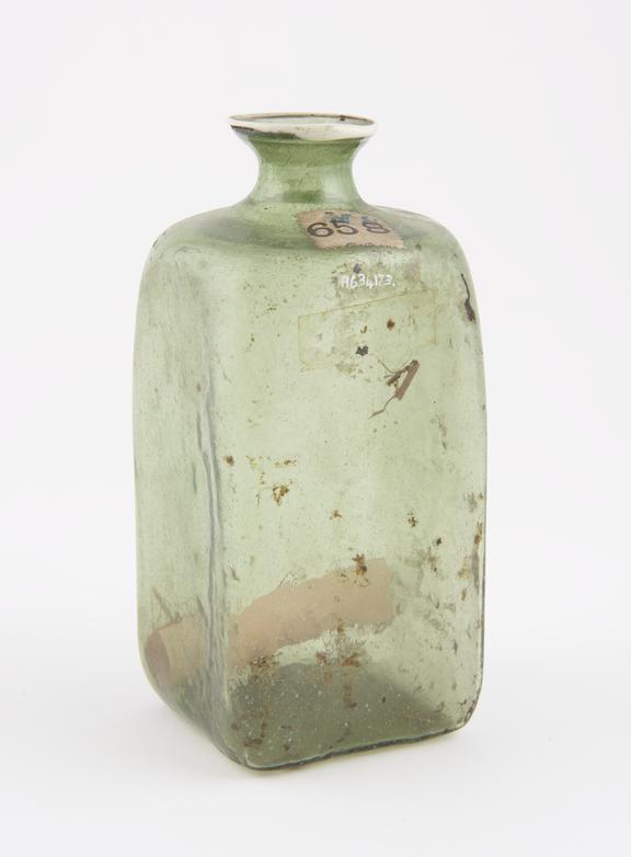 Pharmacy storage bottle, green glass, probably English