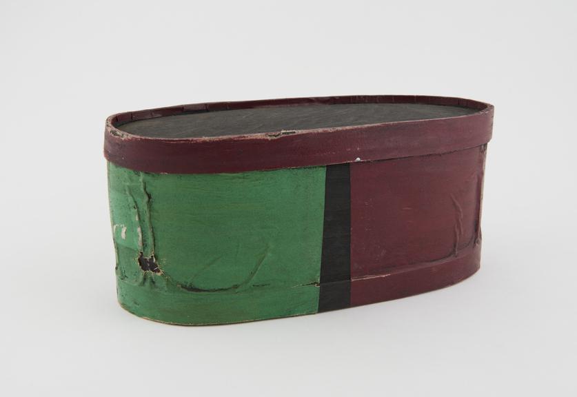 Wooden herb box covered with coloured paper, possibly Turkish