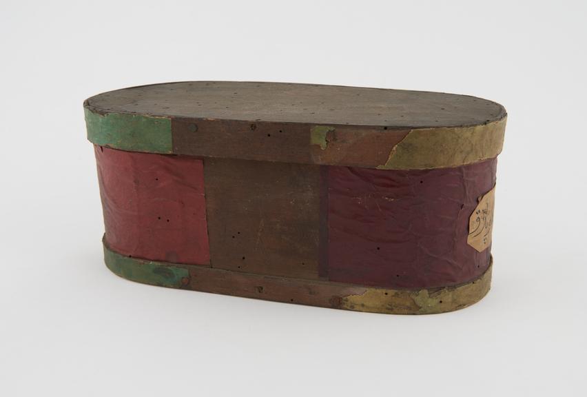 Wooden herb box, ends covered in coloured paper
