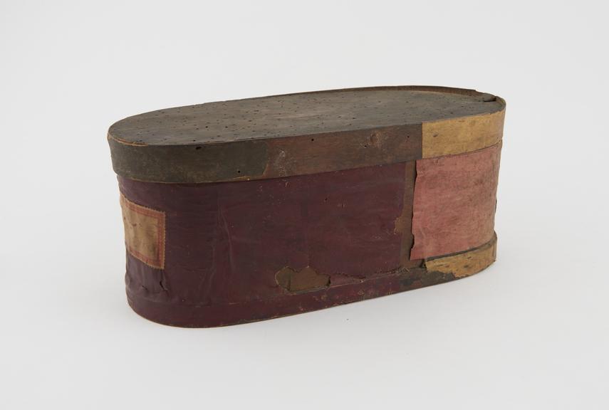 Wooden herb box covered in coloured paper, possibly Turkish