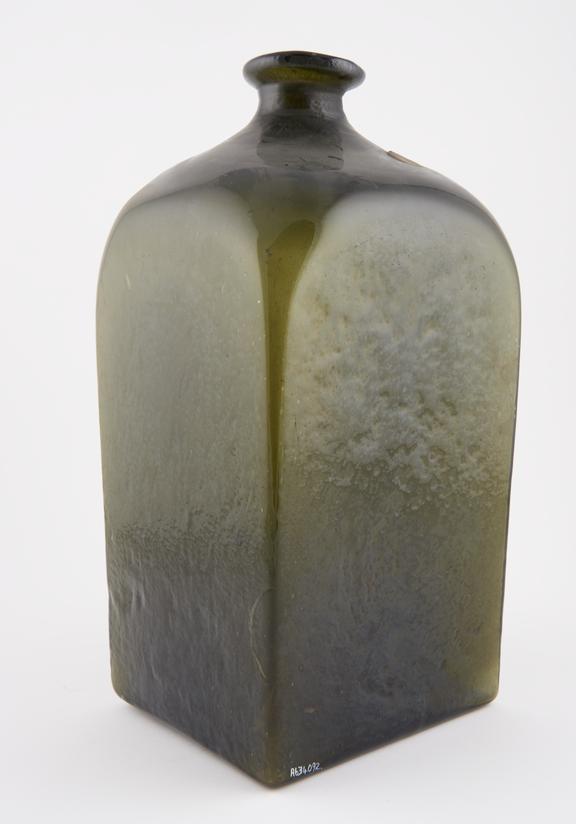 Large pharmacy bottle, green glass, probably English, 1801-1850