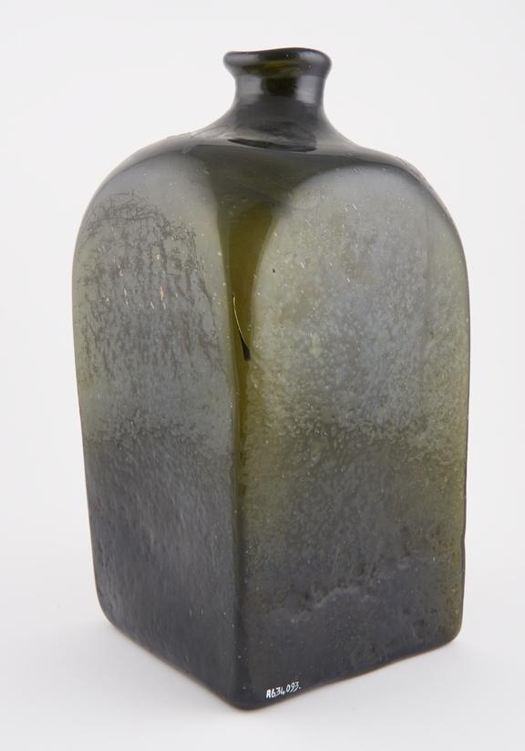 Large pharmacy bottle, green glass, probably English, 1801-1850