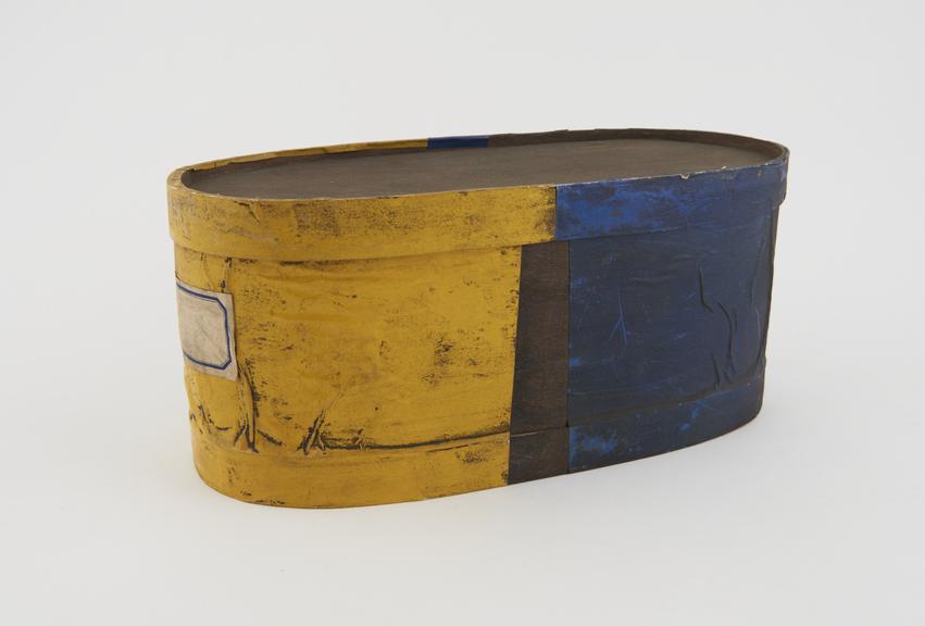 Wooden berb box covered with coloured paper, possibly Turkish