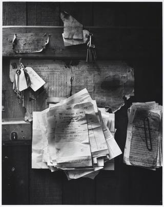 Invoices, Joiner's shop door, Ives Mill, Guiseley