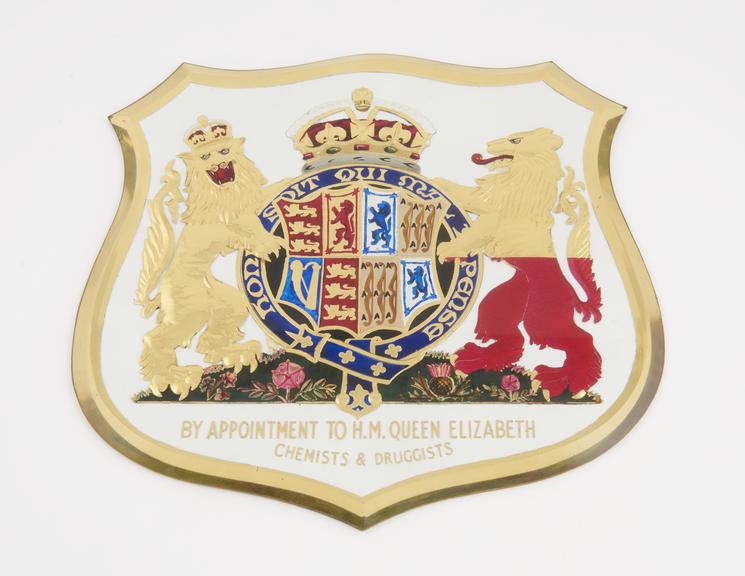 Royal arms of Queen Elizabeth II for window display by Squire