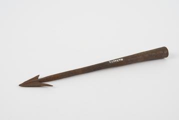 Iron arrowhead, spear like end, hollow shaft socket