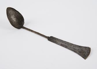 Steel spoon, with long handle partly wrapped in copper, Gabon, 1880-1925