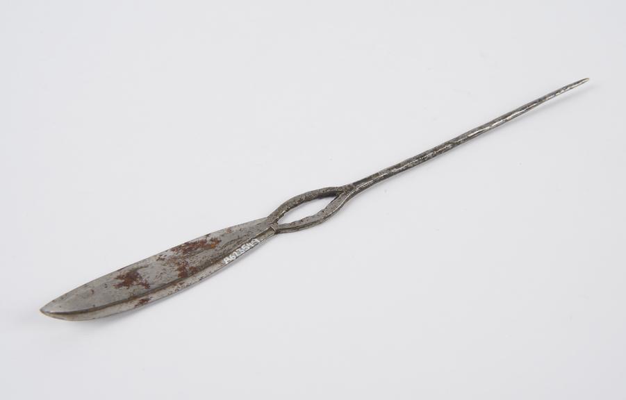 Combined probe and spatula, steel, African, 1801-1930