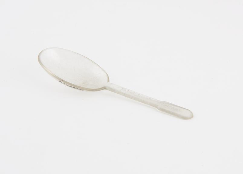 Plastic medicine spoon, by Parke, Davis and Co