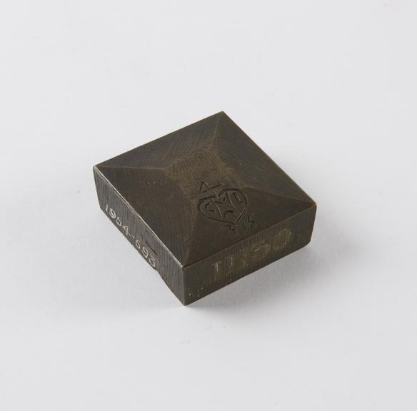 One of three Indian flat bronze weights, Mysore State