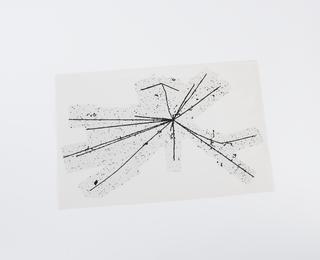 Black and white photographic print of atom track