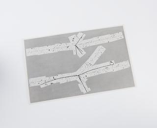 Black and white photographic print of atom track