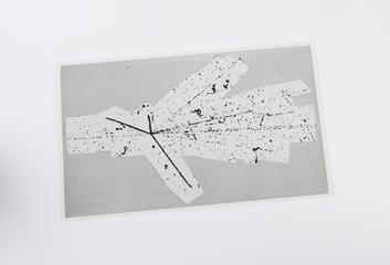 Black and white photographic print of atom track