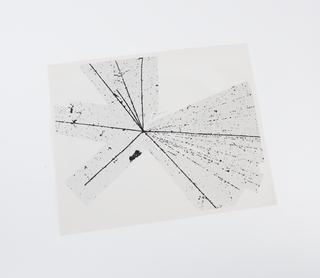 Black and white photographic print of atom track