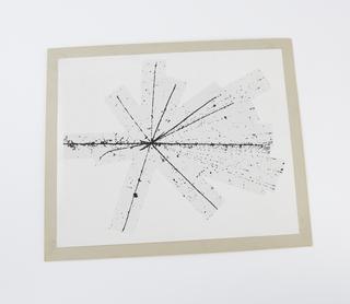 Black and white photographic print of atom track