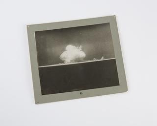 Black and white photographic print, 6th of 8, showing the July 1945 New Mexico atomic bomb explosion test