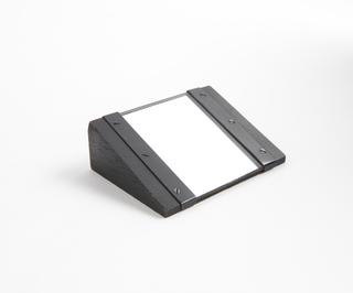 Mirror, set on wooden triangular wedge