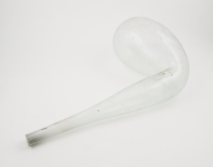 Swan necked retort, clear glass, European, 19th century