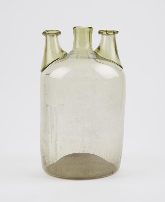 Woulfe bottle, green glass, European