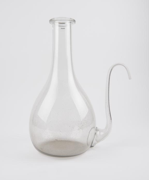 Flask, clear glass, with swan-necked tube 'separatory'