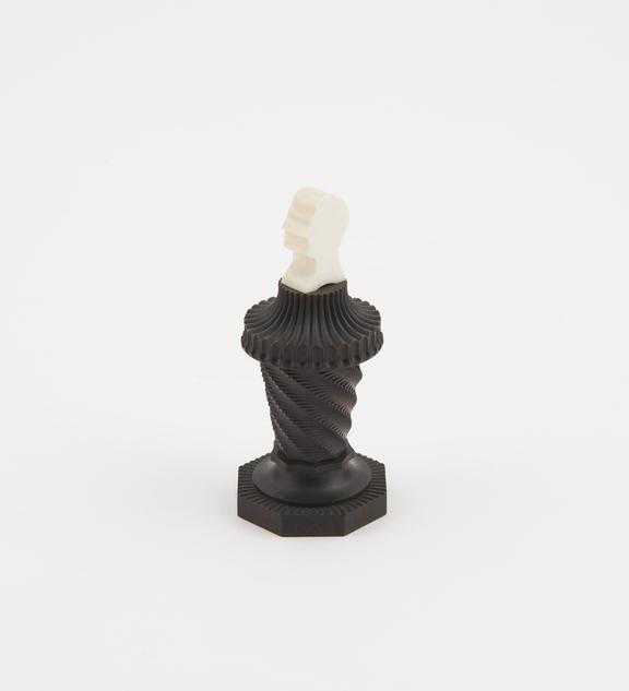 Ivory profile of the Duke of Wellington on blackwood pedestal