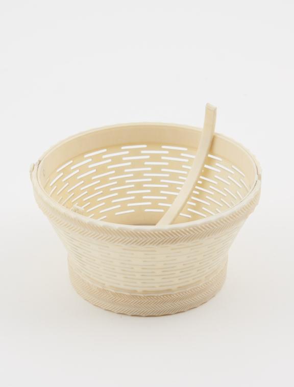 One ivory basket, open work - ornamentally turned