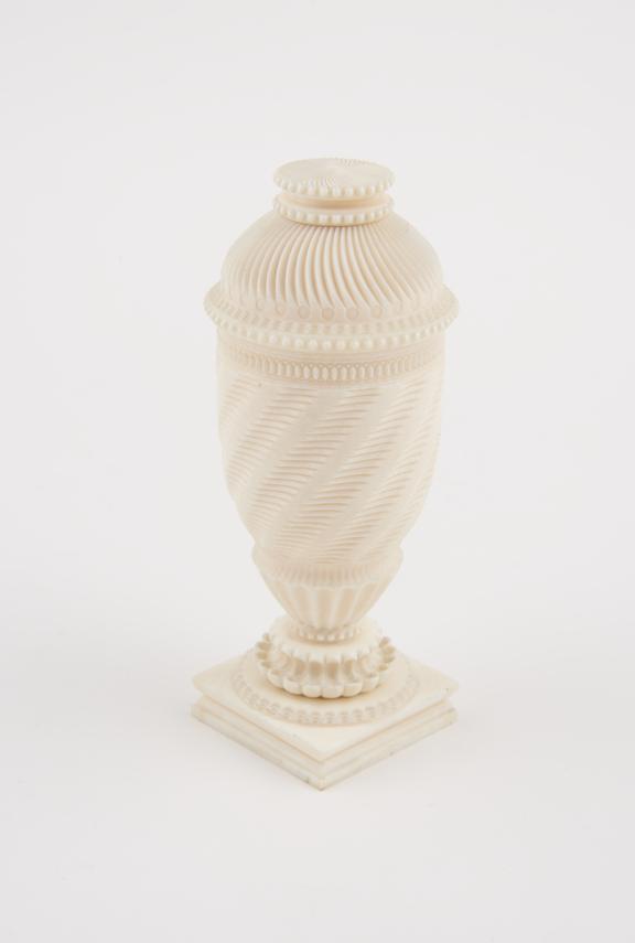 Ornamentally turned ivory vase