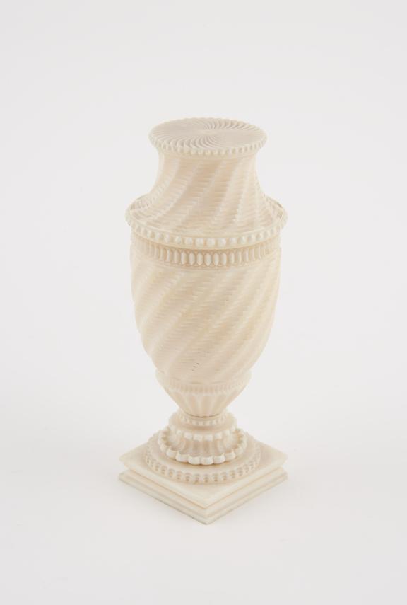 Ornamentally turned ivory vase